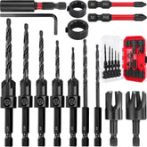 Doaho 15-pcs countersink set in a storage case for neat, efficient drilling.