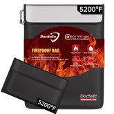 DocSafe fireproof bag with 5200F insulation protecting documents and valuables.