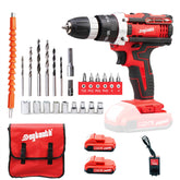Dogtooth 21V Max cordless drill, front view, ideal for light home tasks.