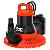 DOKO pool cover pump setup with power cord and discharge options