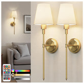 DORESshop battery wall sconces set of two provide wireless ambient lighting for bedrooms.