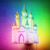 DORESshop castle night light front view showcases intricate architecture for cozy bedroom decor