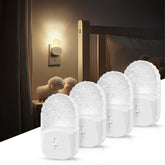DORESshop LED night light four-pack plug-in illuminates bedrooms with energy-efficient glow.