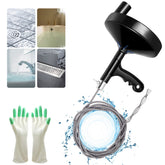 Drainsoon drain auger 25ft with gloves easing initial unclogging tasks.
