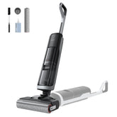 Dreame H14 demonstrating 180-degree lie-flat reach under furniture for dust removal