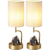 Dreamholder table lamp with USB ports and outlet for bedside charging.