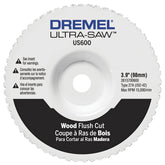 Dremel US600-01 wood flush cut wheel for precise baseboard cuts.