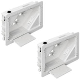 Dremica in-wall TV box flange front view for a clean, hidden cable setup.