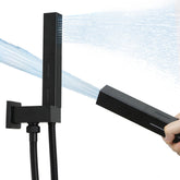 Drettyer matte black brass 2-in-1 shower head with versatile spray.