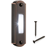 Dreyoo bronze metal lighted doorbell button front view highlights nighttime visibility.