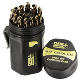 Drill America DWD29J-CO-PC round case keeps cobalt bits organized and protected.
