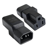 DRIVESTOR C14 to NEMA 5-15R adapter with a compact molded design for tight spaces.