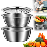 DRXRD Germany 3-in-1 stainless basin with integrated grater lid for quick vegetable prep