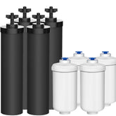 DTESL Berkey replacement kit with four black filters and four fluoride filters for better filtration.
