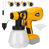 DTEZTECH cordless sprayer connected with DeWalt 20V battery setup for flexible painting