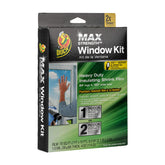 Duck MAX Strength insulating film assembled on patio door for draft blocking.