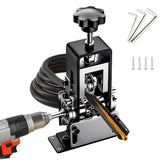 Dunlips manual wire stripper on a workbench for efficient insulation removal.