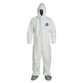 DuPont Tyvek 400 coverall with hood and boots provides full body protection and comfort