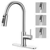 Duracet kitchen faucet pull-down sprayer in action showing 3-function mode for versatile cleaning