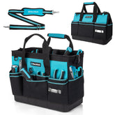 DURATECH 16-inch tool bag with a waterproof base protecting tools on wet job sites.