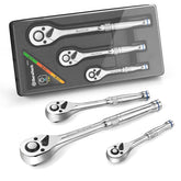 Duratech 3-piece ratchet set with 1/4 inch drive for tight spaces and quick turns.