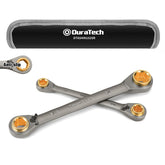 DURATECH 4-in-1 ratcheting wrench set for versatile fastener sizes.