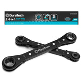 DURATECH 4-in-1 reversible ratcheting wrench set shows 8mm size for quick adjustments.