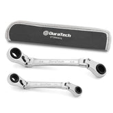 Duratech 4-in-1 flex-head wrenches with rolling pouch for easy transport.