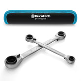 DURATECH 4-in-1 reversible wrench set with multiple sizes for versatile fastener work.