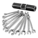 DURATECH flare nut wrench set with 10 pieces in standard and metric sizes for versatility.