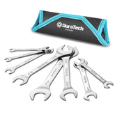 DURATECH super-thin open-end wrenches with rolling pouch for easy transport.