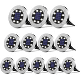DUUDO solar lights outdoor 12-pack ready for mounting along pathways to boost curb appeal.