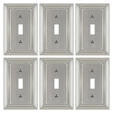 Dyekou brushed nickel wall plate 1-gang complements modern decor and protects outlets.