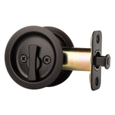 Dynasty Hardware pocket door latch round privacy in flat black for interior doors.