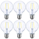 E Energetic Lighting dimmable LED Edison bulb with G25 globe, 2700K soft white glow.