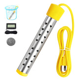 Eaakkoom immersion heater submerged in water heating a bucket quickly.
