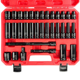 EACELIY 33pcs 1/2 inch socket set with case for organized storage and quick access
