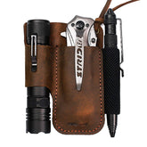 EASYANT men leather EDC organizer sheath front view showing compact daily carry