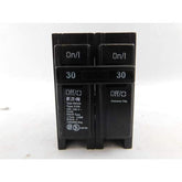 Eaton BR230 front view, compact 2-pole breaker for home panels.