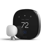 ecobee Smart Thermostat Premium front display shows temperature and energy insights.