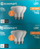 EcoSmart 65W-equivalent soft white BR30 dimmable bulb for home lighting and energy savings.