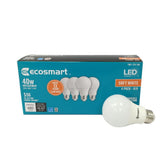 EcoSmart LED A19 dimmable bulbs in soft white glow for comfortable living room lighting