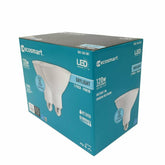 EcoSmart PAR38 daylight flood bulb in living room showing bright, energy-efficient lighting