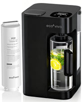 ecoviva water Mate 3 countertop RO system with precise kettle measurement for easy filling.