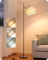 EDISHINE 64.7-inch floor lamp arc head shows adjustable tilt for focused lighting at desk.