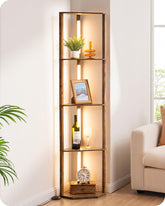 EDISHINE 64-inch LED floor lamp with shelves shows integrated lighting for space-saving corners