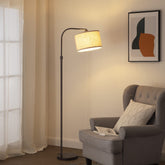 EDISHINE arched floor lamp in bronze arc for a modern living room.