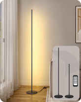 EDISHINE corner floor lamp with dimmable remote creates customizable atmosphere in living rooms.
