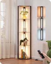 EDISHINE floor lamp with 5-tier glass display shelves for stylish storage and lighting