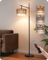 EDISHINE rattan-fabric double shades create versatile ambient lighting.